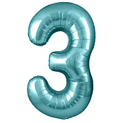 Шар (40''/102 см) Цифра, 3, Тиффани, 1 шт. в уп.