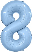 Шар (40''/102 см) Цифра, 8 Slim, Небесный, 1 шт. в уп.