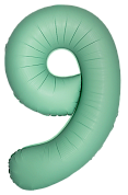 Шар (34''/86 см) Цифра, 9 Slim, Мятный, Матовый, 1 шт.