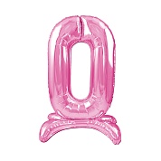 Шар (32''/81 см) Цифра, 0 на подставке, Розовый, 1 шт. в уп.