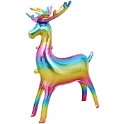 Шар 3D (32''/81 см) Фигура, Олень, Радужный, Градиент, 1 шт.