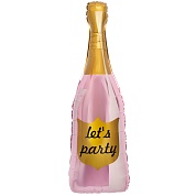 Шар (40''/102 см) Фигура, Бутылка Шампанское, Let`s Party, Розовый, 1 шт. в уп.