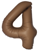 Шар (34''/86 см) Цифра, 4 Slim, Шоколад, Матовый, 1 шт.