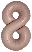 Шар (34''/86 см) Цифра, 8 Slim, Винтажная роза, Матовый, 1 шт.