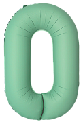 Шар (34''/86 см) Цифра, 0 Slim, Мятный, Матовый, 1 шт.