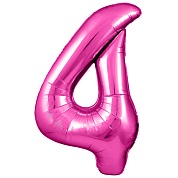 Шар (40''/102 см) Цифра, 4, Фуше, 1 шт. в уп.