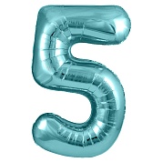 Шар (40''/102 см) Цифра, 5, Тиффани, 1 шт. в уп.
