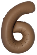 Шар (34''/86 см) Цифра, 6 Slim, Шоколад, Матовый, 1 шт.