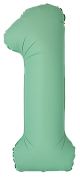 Шар (34''/86 см) Цифра, 1 Slim, Мятный, Матовый, 1 шт.