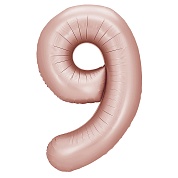 Шар (40''/102 см) Цифра, 9, Пыльная роза, Сатин, 1 шт. в уп.