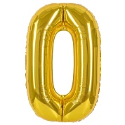 Шар (40''/102 см) Цифра, 0, Золото, 1 шт. в уп.