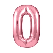 Шар (40''/102 см) Цифра, 0, Розовый, 1 шт. в уп.