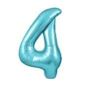 Шар (40''/102 см) Цифра, 4, Голубой, 1 шт. в уп.