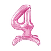 Шар (32''/81 см) Цифра, 4 на подставке, Розовый, 1 шт. в уп.