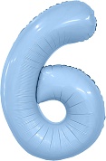 Шар (40''/102 см) Цифра, 6 Slim, Небесный, 1 шт. в уп.