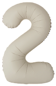 Шар (34''/86 см) Цифра, 2 Slim, Кремовый Латте, Матовый, 1 шт.