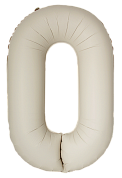Шар (34''/86 см) Цифра, 0 Slim, Кремовый Латте, Матовый, 1 шт.