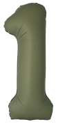 Шар (34''/86 см) Цифра, 1 Slim, Оливковый, Матовый, 1 шт.