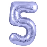 Шар (40''/102 см) Цифра, 5, Сиреневый, 1 шт. в уп.