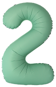Шар (34''/86 см) Цифра, 2 Slim, Мятный, Матовый, 1 шт.
