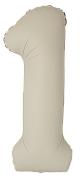 Шар (34''/86 см) Цифра, 1 Slim, Кремовый Латте, Матовый, 1 шт.
