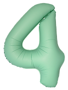 Шар (34''/86 см) Цифра, 4 Slim, Мятный, Матовый, 1 шт.