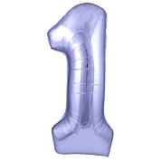 Шар (40''/102 см) Цифра, 1, Сиреневый, 1 шт. в уп.