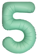 Шар (34''/86 см) Цифра, 5 Slim, Мятный, Матовый, 1 шт.