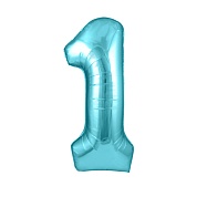 Шар (40''/102 см) Цифра, 1, Голубой, 1 шт. в уп.