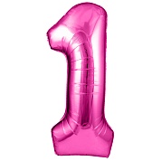 Шар (40''/102 см) Цифра, 1, Фуше, 1 шт. в уп.