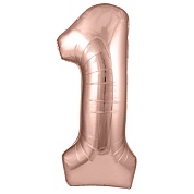 Шар (40''/102 см) Цифра, 1, Розовое Золото, 1 шт. в уп.