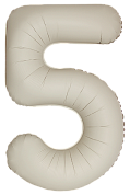 Шар (34''/86 см) Цифра, 5 Slim, Кремовый Латте, Матовый, 1 шт.