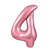 Шар (40''/102 см) Цифра, 4, Розовый, 1 шт. в уп.