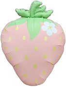 Шар (26''/66 см) Фигура, Клубника с цветком, Розовый, Сатин, 1 шт. в уп.