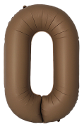 Шар (34''/86 см) Цифра, 0 Slim, Шоколад, Матовый, 1 шт.