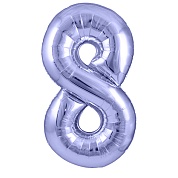 Шар (40''/102 см) Цифра, 8, Сиреневый, 1 шт. в уп.