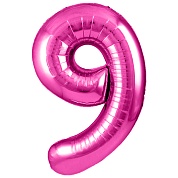 Шар (40''/102 см) Цифра, 9, Фуше, 1 шт. в уп.
