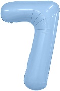 Шар (40''/102 см) Цифра, 7 Slim, Небесный, 1 шт. в уп.