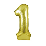Шар (40''/102 см) Цифра, 1, Золото, 1 шт. в уп.
