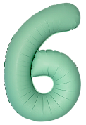 Шар (34''/86 см) Цифра, 6 Slim, Мятный, Матовый, 1 шт.