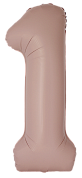 Шар (34''/86 см) Цифра, 1 Slim, Винтажная роза, Матовый, 1 шт.