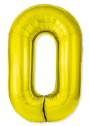 Шар (40''/102 см) Цифра, 0 Slim, Золото, 1 шт. в уп.