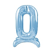 Шар (32''/81 см) Цифра, 0 на подставке, Голубой, 1 шт. в уп.