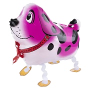 Шар 3D (24''/61 см) Ходячая Фигура, Собака Далматинец, Розовый, 1 шт. в уп.