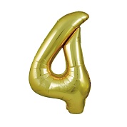 Шар (40''/102 см) Цифра, 4, Золото, 1 шт. в уп.