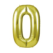 Шар (40''/102 см) Цифра, 0, Золото, 1 шт. в уп.