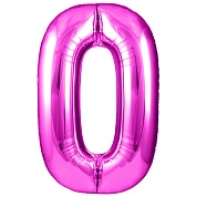 Шар (40''/102 см) Цифра, 0, Фуше, 1 шт. в уп.