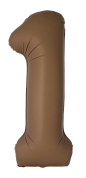 Шар (34''/86 см) Цифра, 1 Slim, Шоколад, Матовый, 1 шт.