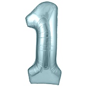 Шар (40''/102 см) Цифра, 1, Голубой, Сатин, 1 шт. в уп.