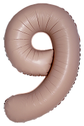 Шар (34''/86 см) Цифра, 9 Slim, Винтажная роза, Матовый, 1 шт.